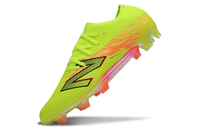 New Balance Jaune Rose Neón Lime Chaussures de Football Tige Synthétique Lightning Graphic Firm-Ground 3