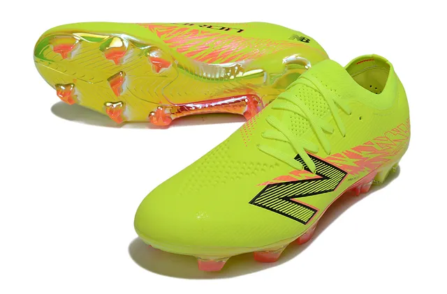 New Balance Jaune Rose Neón Lime Chaussures de Football Tige Synthétique Lightning Graphic Firm-Ground 4