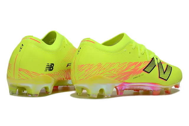 New Balance Jaune Rose Neón Lime Chaussures de Football Tige Synthétique Lightning Graphic Firm-Ground 5