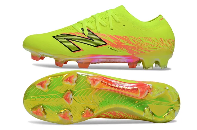 New Balance Jaune Rose Neón Lime Chaussures de Football Tige Synthétique Lightning Graphic Firm-Ground 6