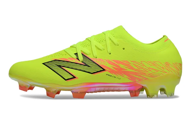 New Balance Jaune Rose Neón Lime Chaussures de Football Tige Synthétique Lightning Graphic Firm-Ground 7