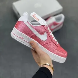 Nike Air Force 1 غليتر وردي أحذية رياضية نمط حياة