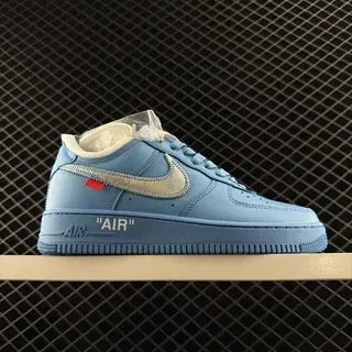 Nike Air Force 1 أزرق فاتح بيج Swoosh حذاء أسلوب حياة