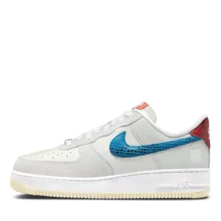 Nike Air Force 1 Cinza Claro Azul Vermelho Pele de Serpente Lifestyle Sneakers
