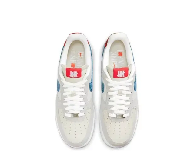 Nike Air Force 1 Cinza Claro Azul Vermelho Pele de Serpente Lifestyle Sneakers 4
