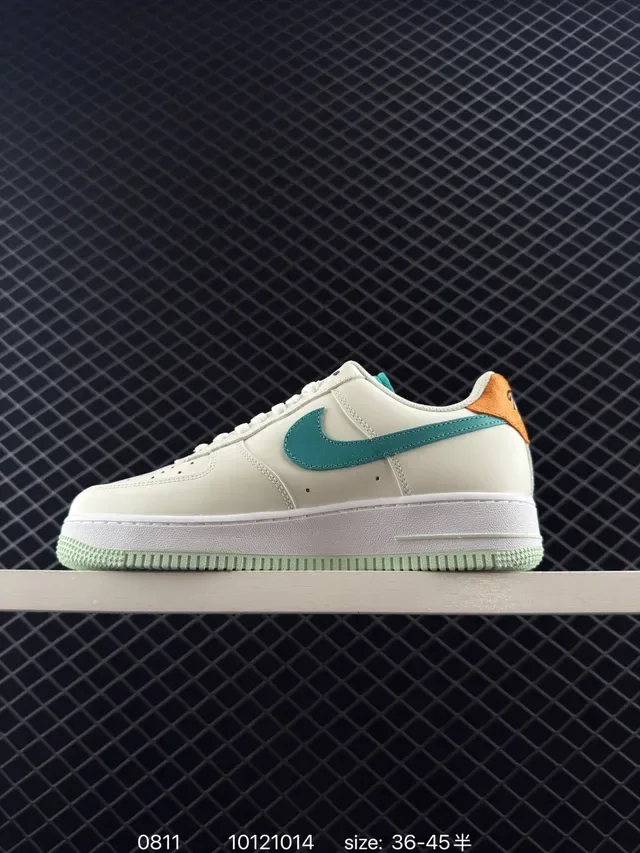 Nike Air Force 1 Off-White Teal Orange Lifestyle Sneakers 6
