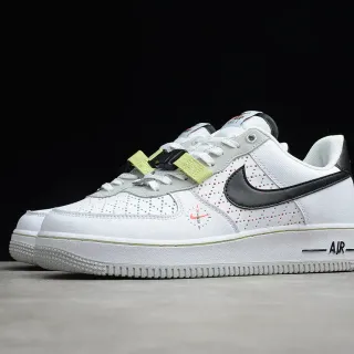 Nike Air Force 1 أبيض أسود أخضر ليمي مثقوب أسلوب حياة حذاء رياضي