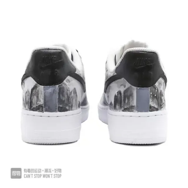 Nike Air Force 1 白黑 低帮 穿孔脚趾 生活方式运动鞋 2