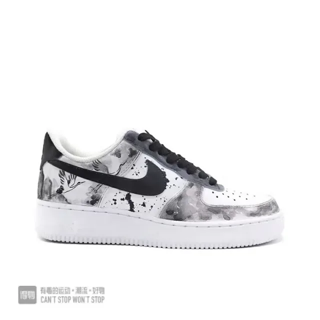 Nike Air Force 1 白黑 低帮 穿孔脚趾 生活方式运动鞋 4