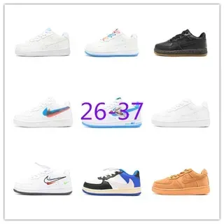 Nike Air Force 1 أبيض أزرق منخفض مثقوب صندوق الأصابع أحذية أسلوب حياة