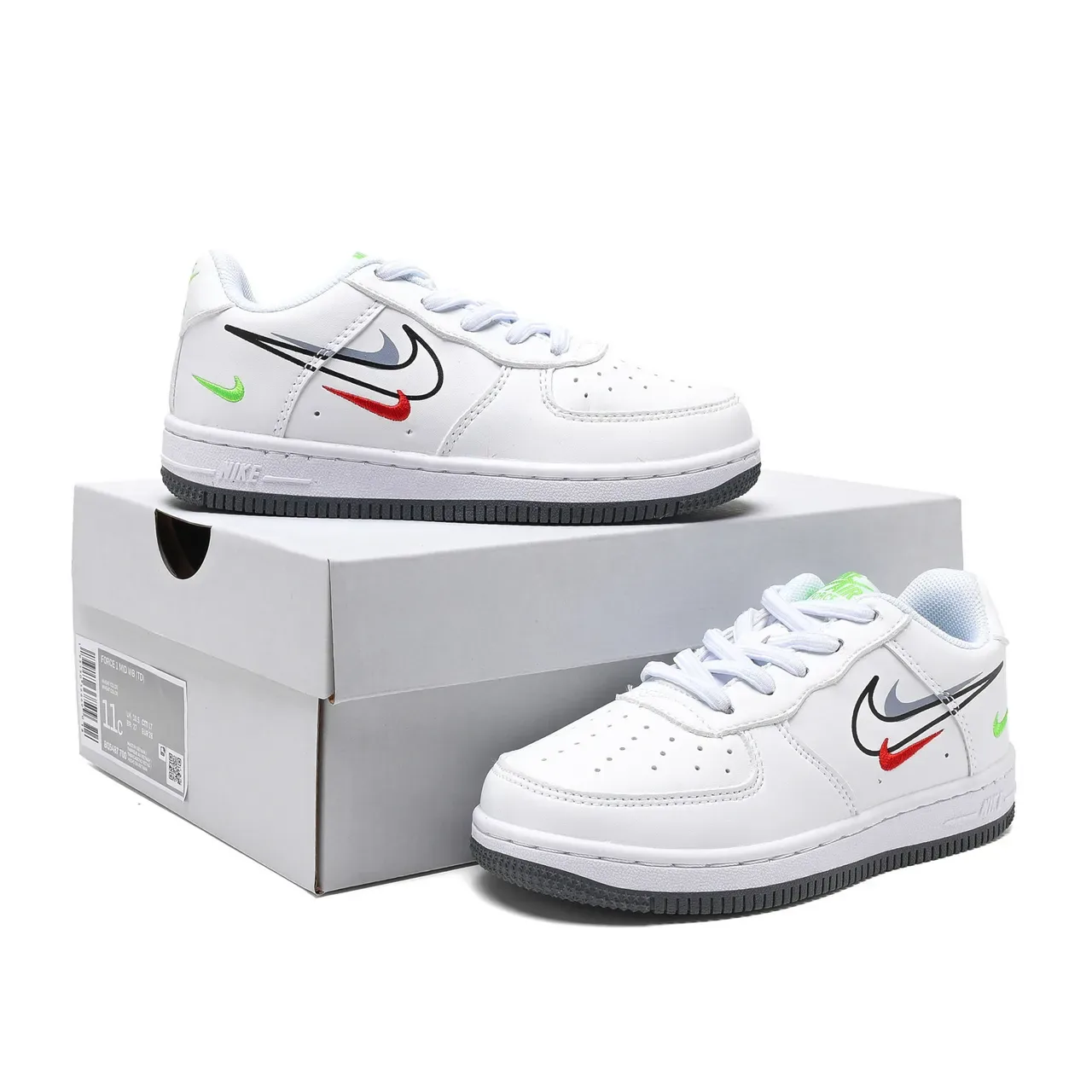 Nike Air Force 1 White Blue Low-Top Perforated Toe Box Lifestyle Sneakers 17