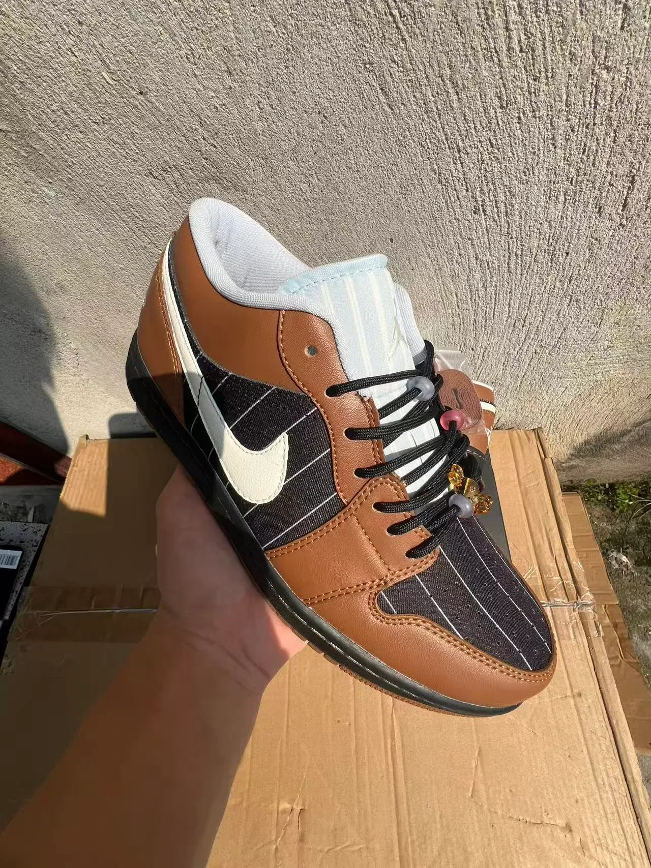 Nike Air Jordan 1 Brown Pinstripe Lifestyle Sneakers 2
