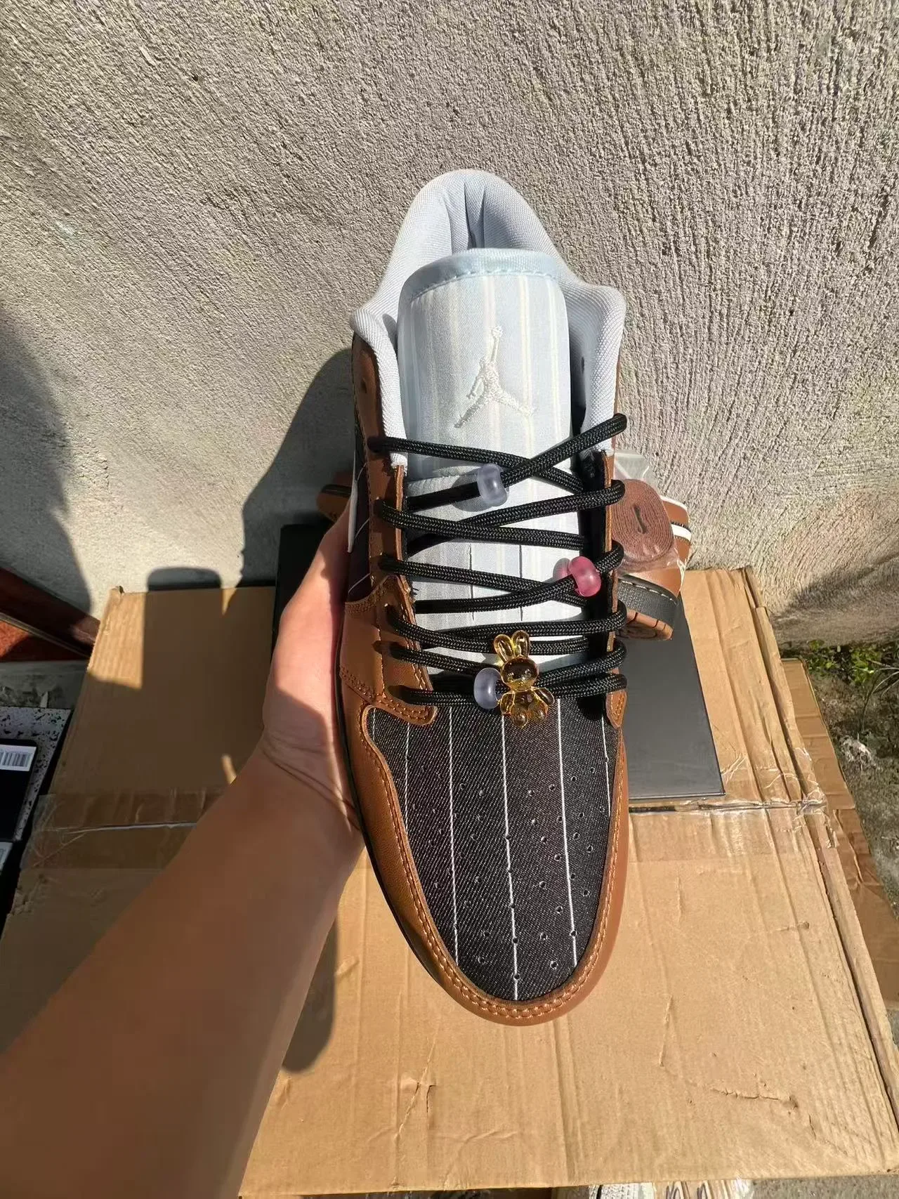 Nike Air Jordan 1 Brown Pinstripe Lifestyle Sneakers 3