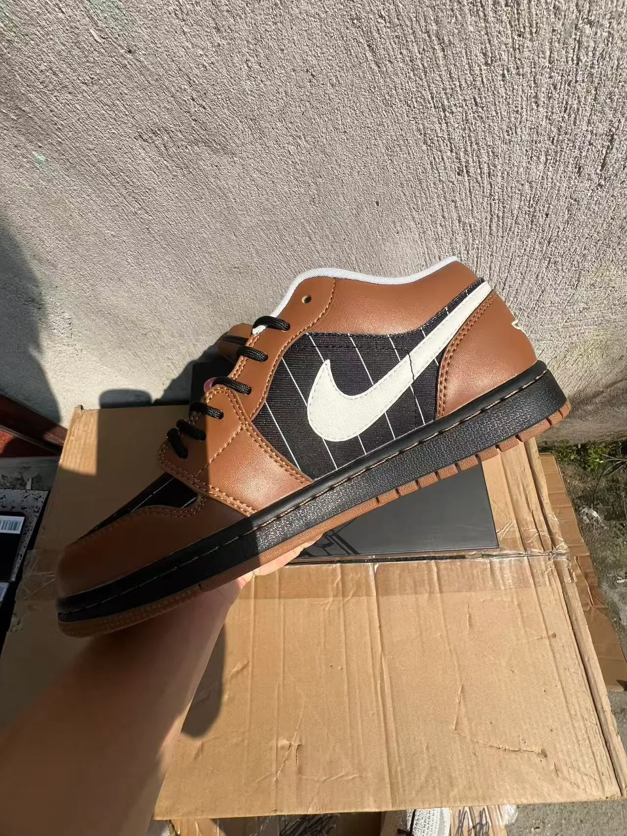 Nike Air Jordan 1 Brown Pinstripe Lifestyle Sneakers 5