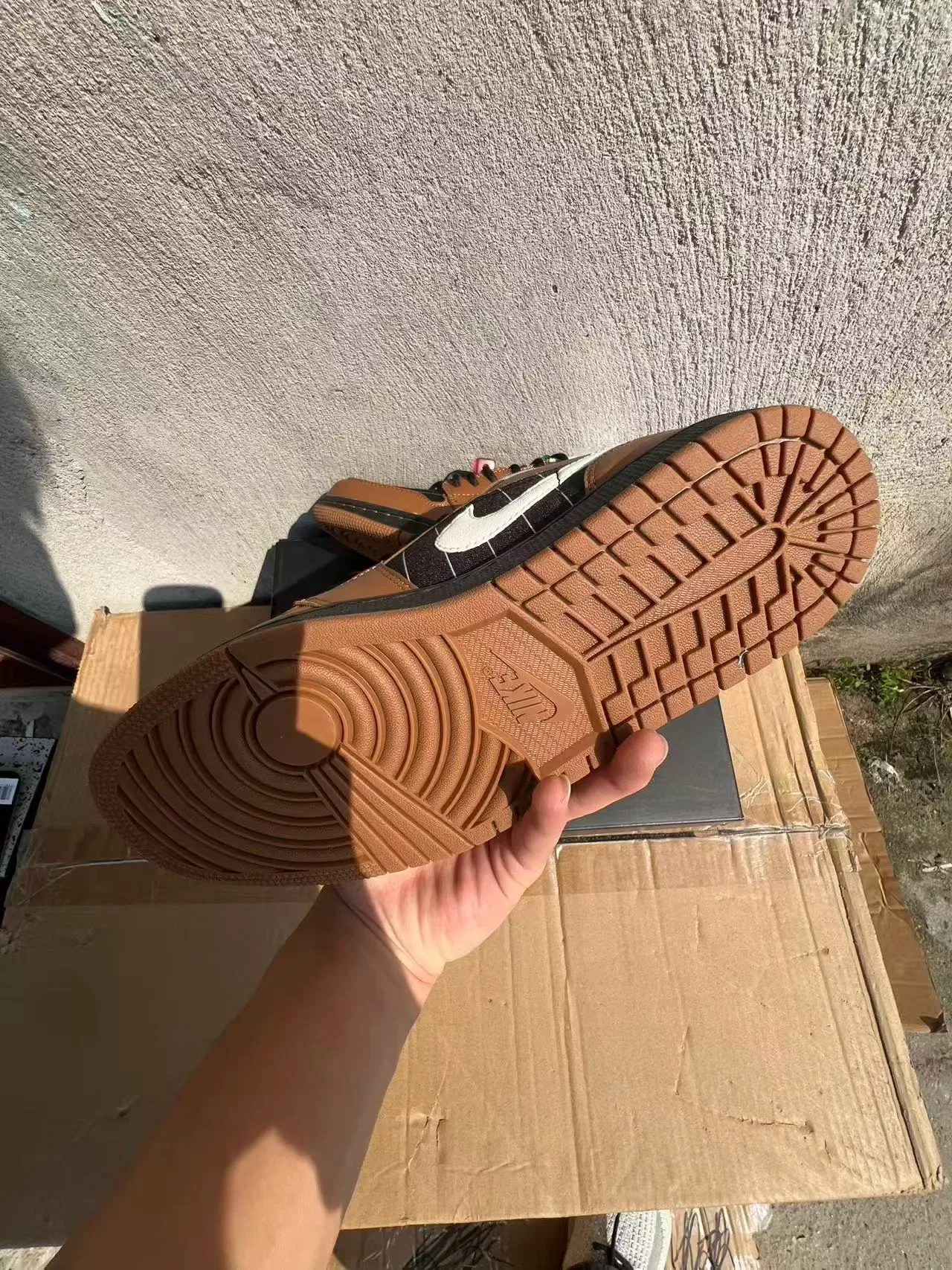 Nike Air Jordan 1 Brown Pinstripe Lifestyle Sneakers 6