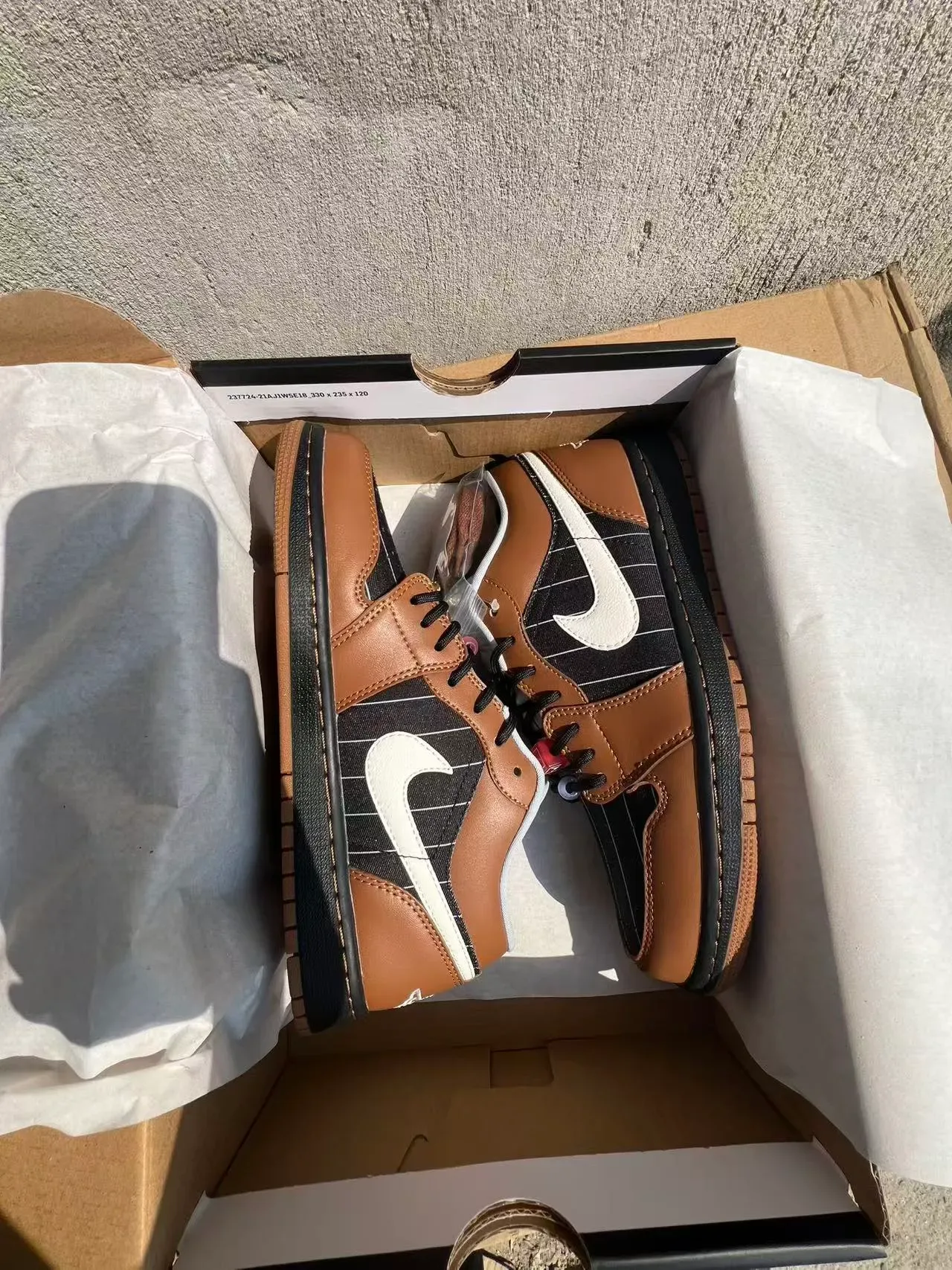 Nike Air Jordan 1 Brown Pinstripe Lifestyle Sneakers 9