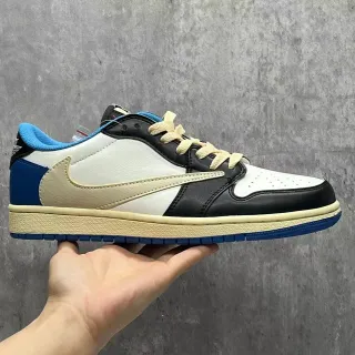 Nike Air Jordan 1 Low أسود أزرق ظلالية متعددة اللوحات بناء جلدي أحذية رياضية أسلوب حياة