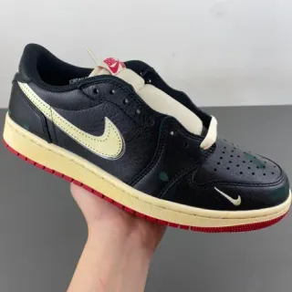 Nike Air Jordan 1 Low Black Cream Red حذاء أسلوب حياة