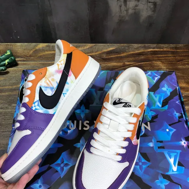Nike Air Jordan 1 Low Multicolor Print Lifestyle Sneakers 6