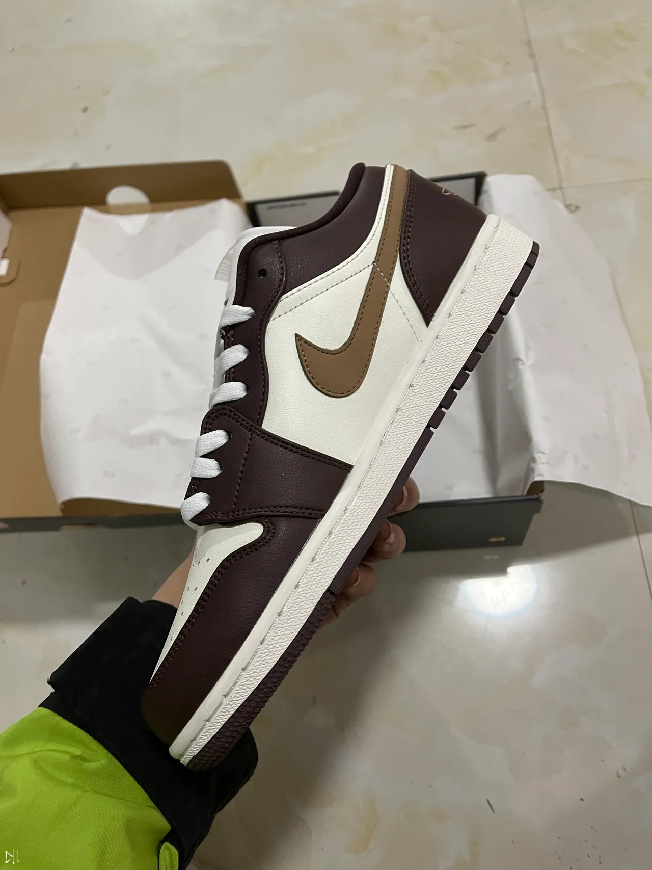 Nike Air Jordan 1 Low White Brown Tan Lifestyle Sneakers 4