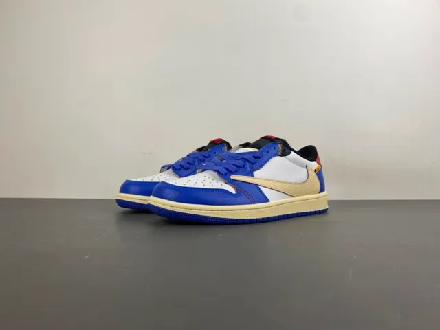 Nike Air Jordan 1 Travis Scott Collaboration Tênis Lifestyle Azul Branco Creme 11
