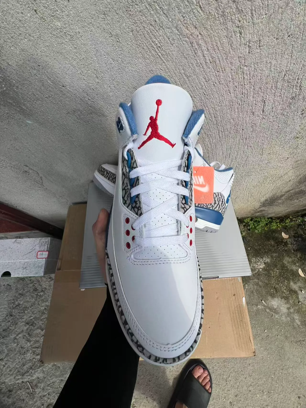 Nike Air Jordan 3 Zapatos de Baloncesto Blancos con Impresión de Elefante Azul Royal 3