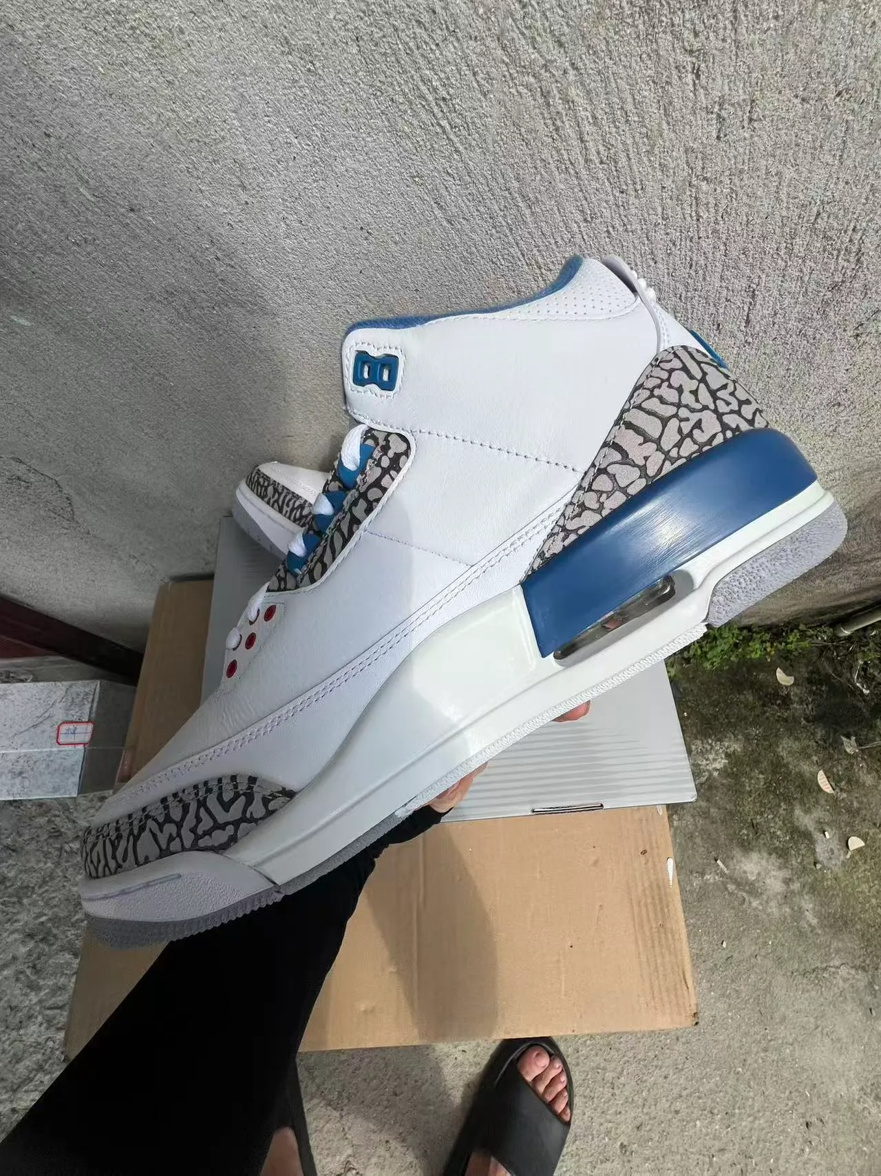 Nike Air Jordan 3 Zapatos de Baloncesto Blancos con Impresión de Elefante Azul Royal 5