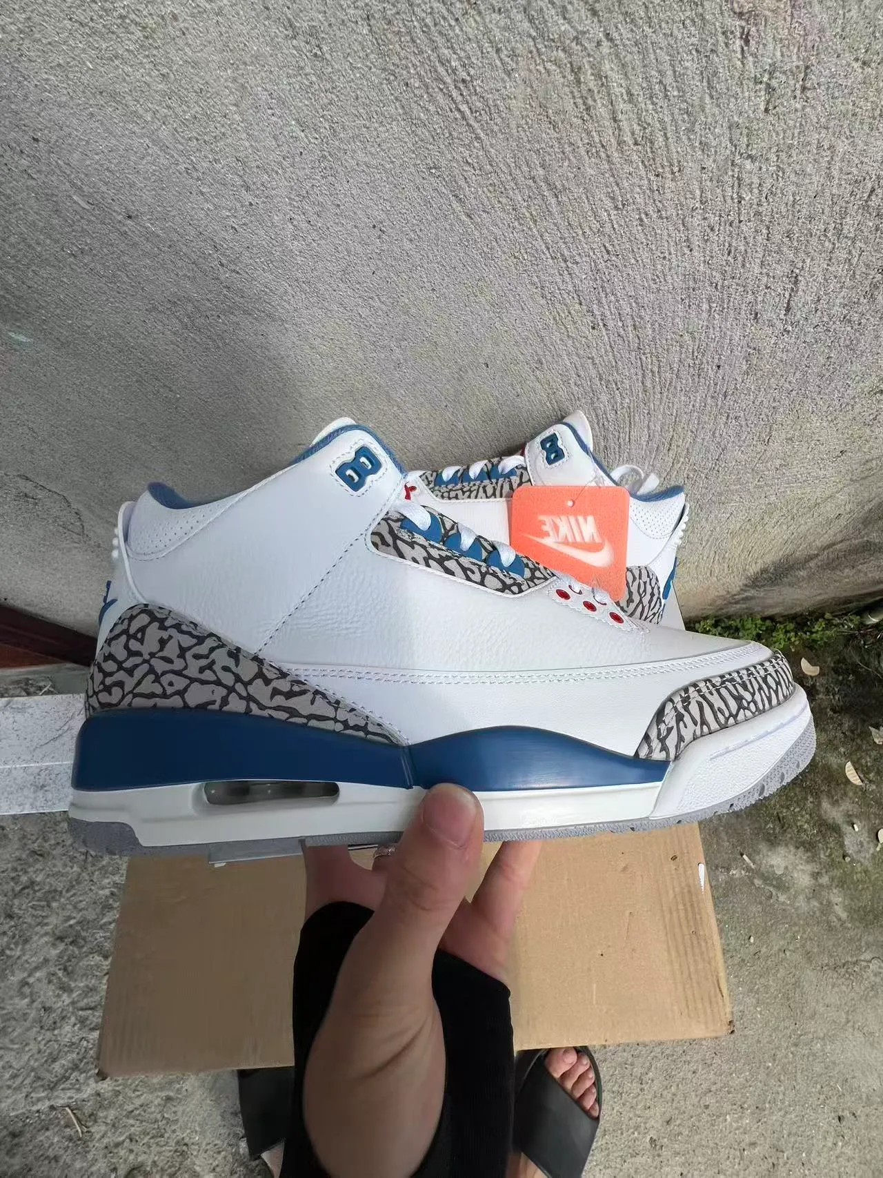 Nike Air Jordan 3 Zapatos de Baloncesto Blancos con Impresión de Elefante Azul Royal 7