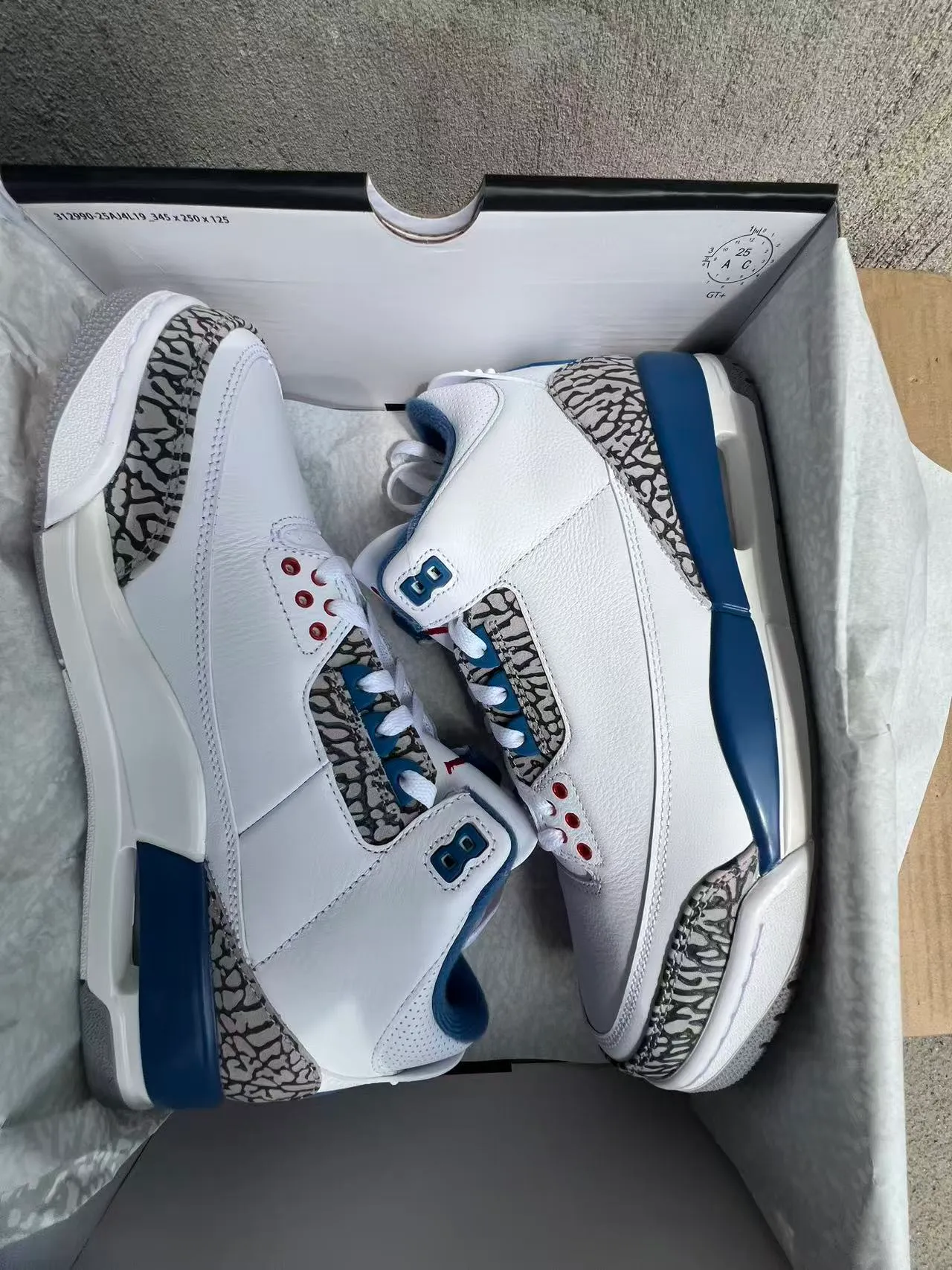 Nike Air Jordan 3 Zapatos de Baloncesto Blancos con Impresión de Elefante Azul Royal 9