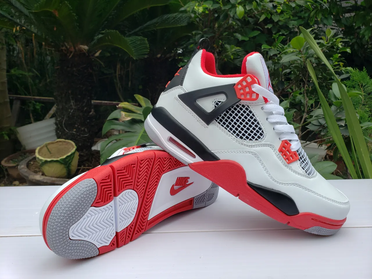 Nike Air Jordan 4 সাদা লাল কালো বাস্কেটবল জুতো 4