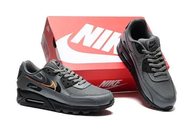 Nike Air Max 90 Gray Orange Lifestyle Sneakers 2