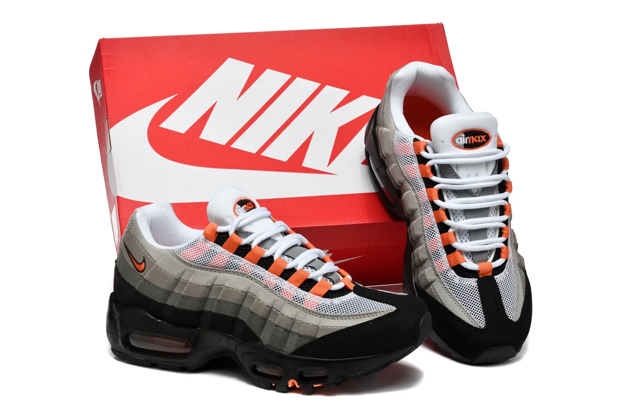 Nike Air Max 95 Gray Black Orange Lifestyle Sneakers 2