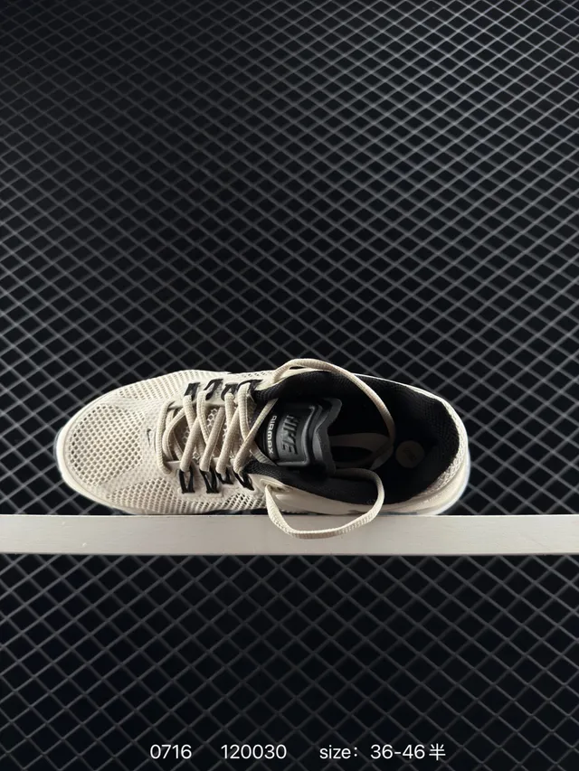 Nike Air Max Beige Black Mesh Upper Full-Length Visible Unit Running Shoes 4