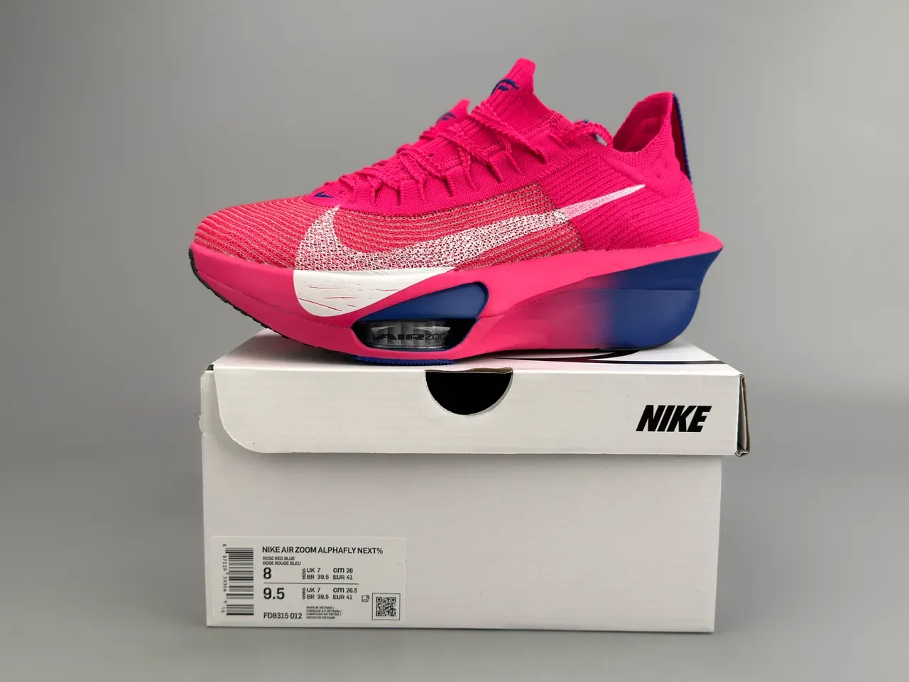 Nike Air Zoom Alphafly Chaussures de Running Haut en Tricot Rose Bleu Unité Visible 2