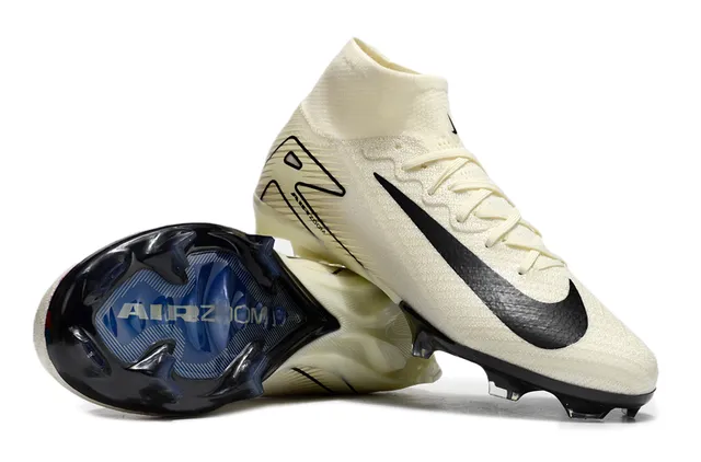 Nike 米色 黑色 高帮 针织鞋面 Swoosh 硬地 足球鞋 6