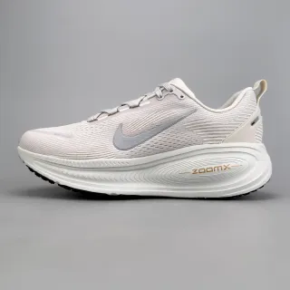 Nike بيج رمادي الجزء العلوي المصنوع من التنسج الهندسي نمط موجي ZoomX النعل المتوسط أحذية جري