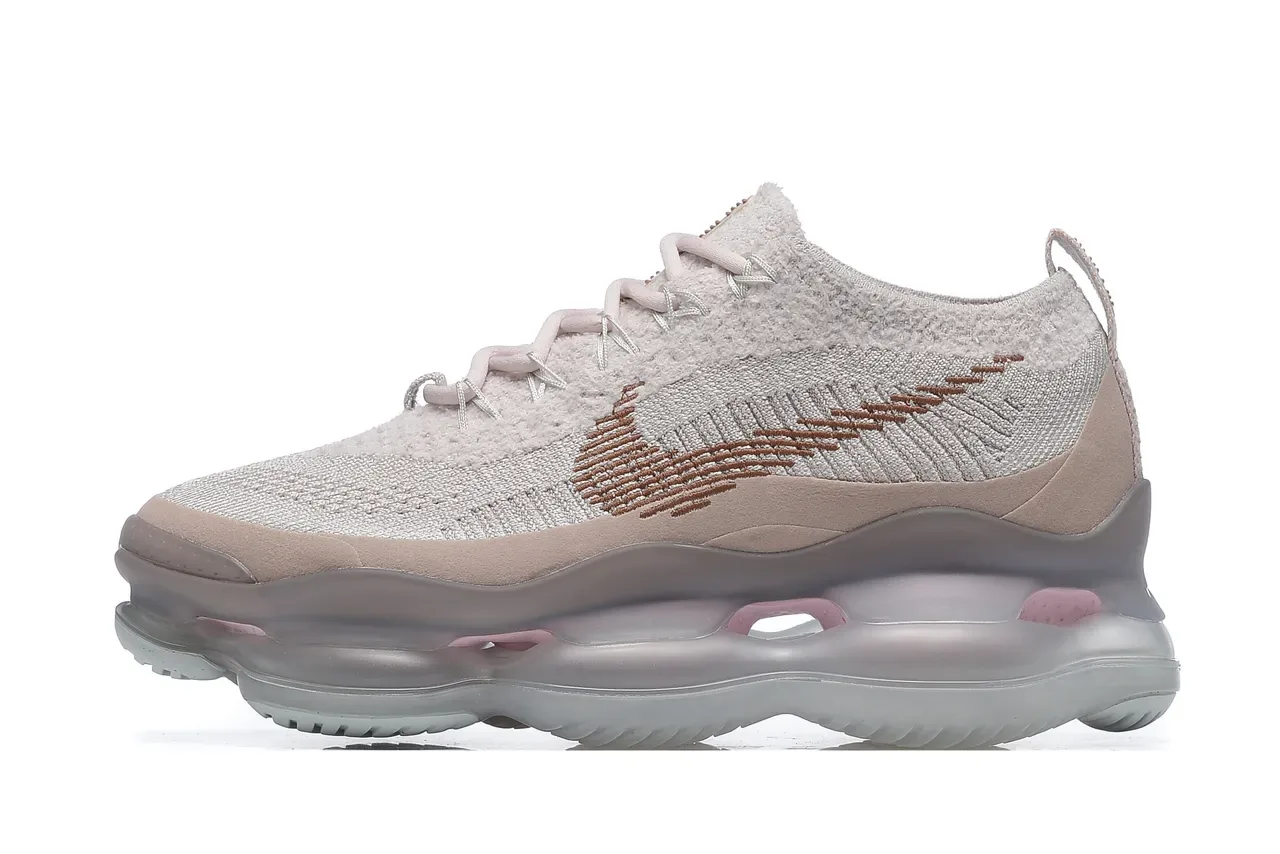 Nike Beige Pink Engineered Knit Upper Full-Length Visible Air Unit Lifestyle Sneakers 3