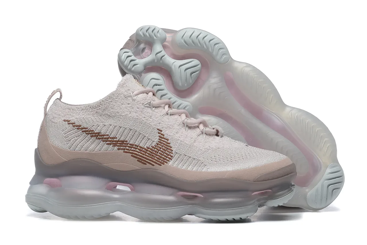 Nike Beige Pink Engineered Knit Upper Full-Length Visible Air Unit Lifestyle Sneakers 5