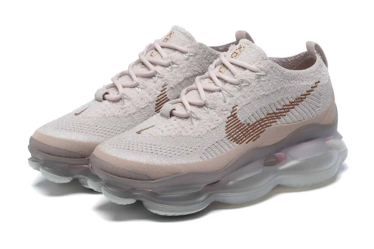 Nike Beige Pink Engineered Knit Upper Full-Length Visible Air Unit Lifestyle Sneakers 6