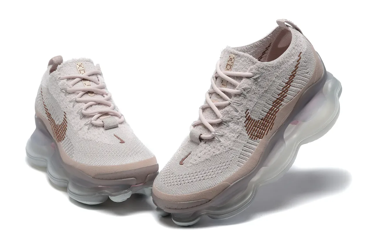 Nike Beige Pink Engineered Knit Upper Full-Length Visible Air Unit Lifestyle Sneakers 8