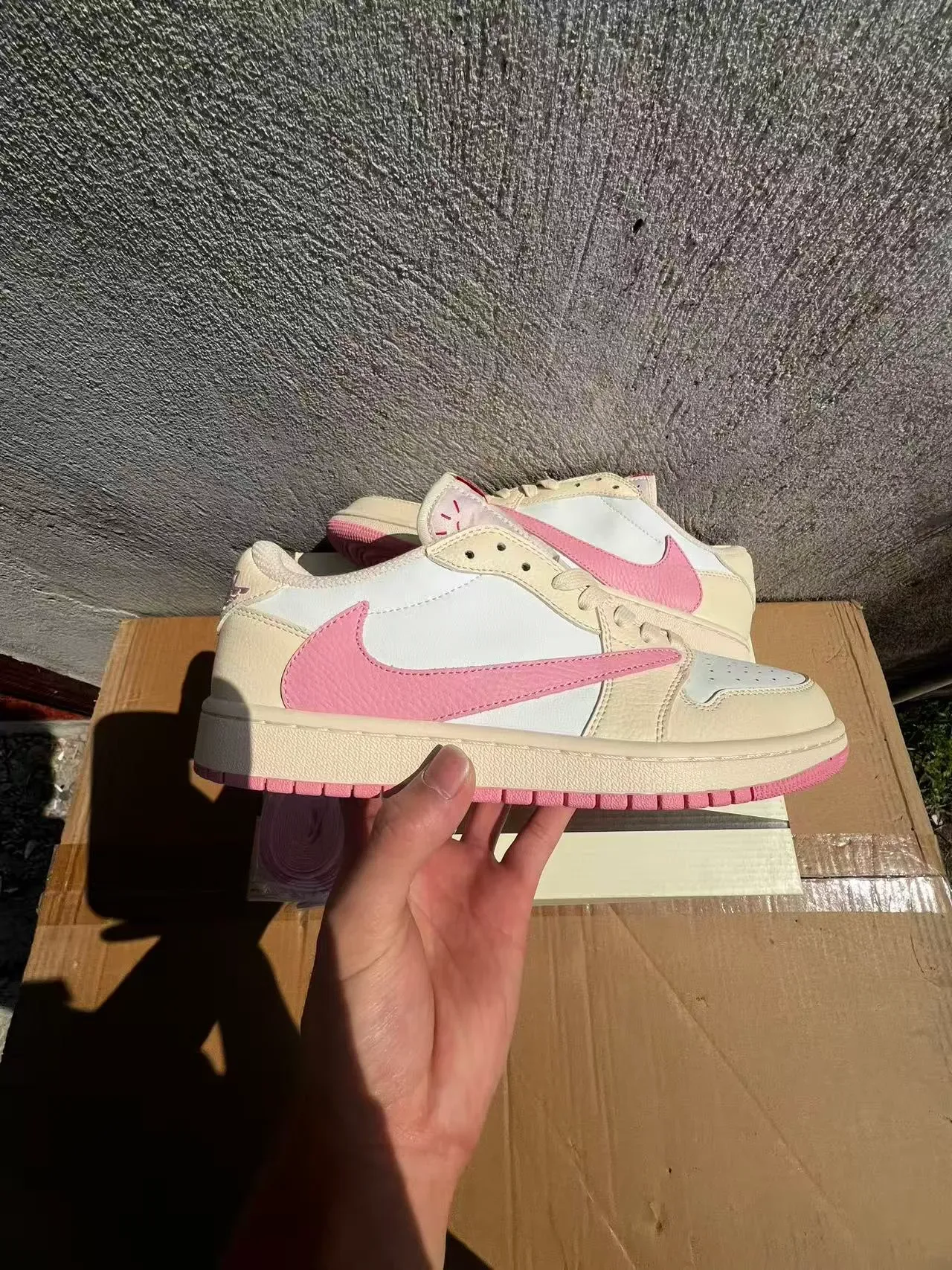 Nike Sneakers Lifestyle Beige et Rose, Cuir, Basses 7
