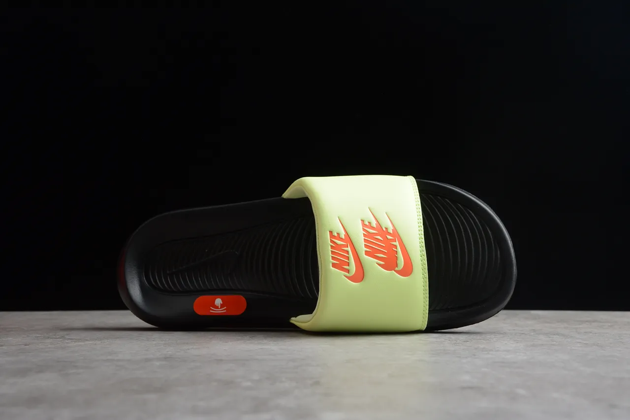 Nike Benassi JDI Lime Green and Orange Slippers 9