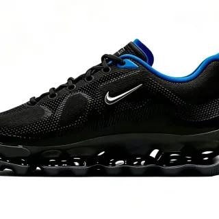 Nike أسود أزرق شبكة مهندسة علوية مرئية أنبوبية تنعيمية وسطية أحذية أسلوب حياة