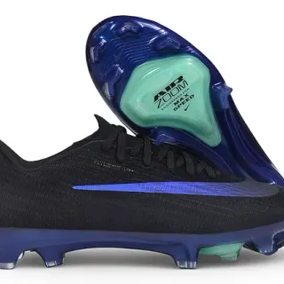 Nike Black Blue Low-Cut Knit Upper Flyweave Construction Firm-Ground Soccer Shoes