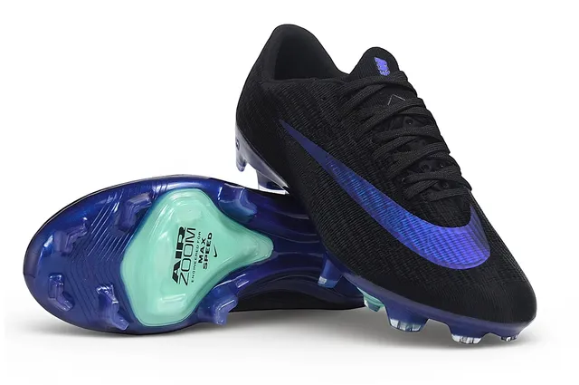 Nike কালো নীল লো-কাট নিট আপার ফ্লাইওয়েভ নির্মাণ ফার্ম-গ্রাউন্ড সকার শু 2