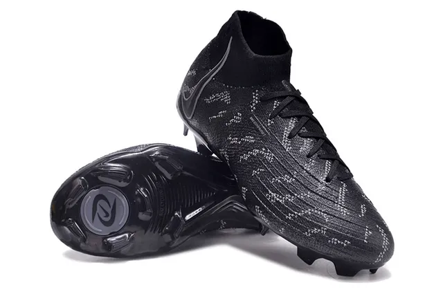 Nike Preto Cinza Meia Tricô Ajustável Superior Contramoldura Talão Moldeado Solo Firme Sapatos Futebol 2