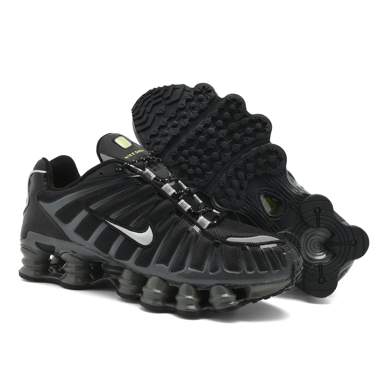 Nike Preto Cinza Ribatado Sintético Grade Superior Translucida Coluna Shox Sola Intermediária Tênis Lifestyle 2