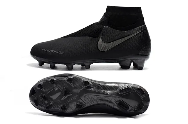 Nike Black High-Cut Sock-Fit Collar Textured Synthetic Upper Firm-Ground Soccer Shoes 2