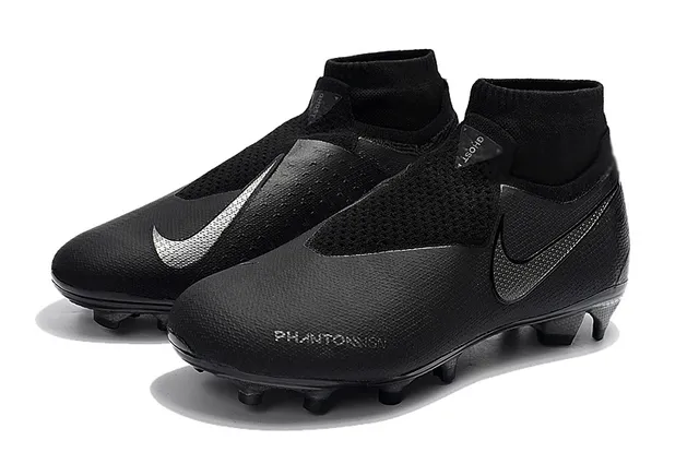 Nike Black High-Cut Sock-Fit Collar Textured Synthetic Upper Firm-Ground Soccer Shoes 6