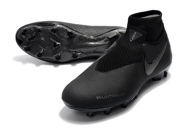 Nike Black High-Cut Sock-Fit Collar Textured Synthetic Upper Firm-Ground Soccer Shoes 8